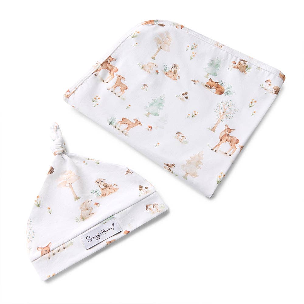 Woodland Tales Organic Jersey Wrap & Beanie Set
