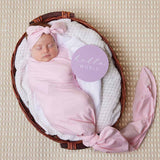 Baby Pink Organic Jersey Wrap & Topknot Set