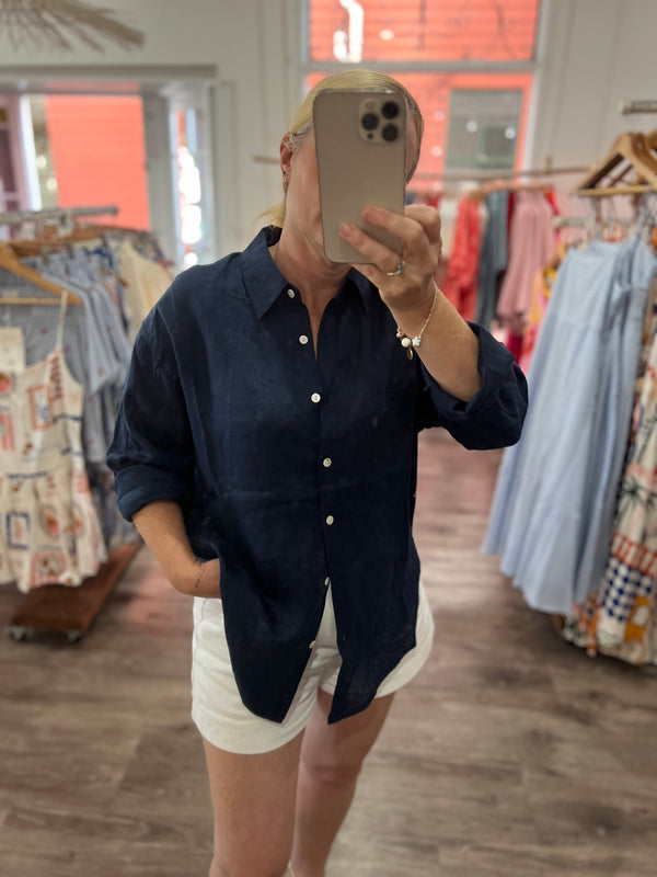 Millie Navy Linen Shirt