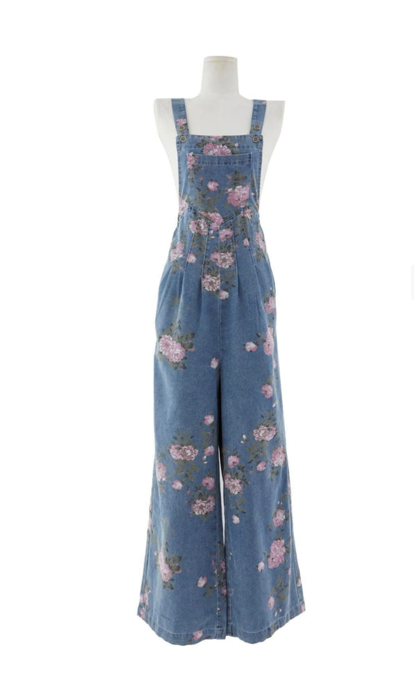Denim Overalls with floral print