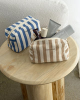 Addi Pouch – Beige Stripe Canvas Zip Pouch