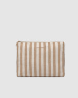 Nala Makeup Bag – Beige Stripe Canvas Cosmetic Bag
