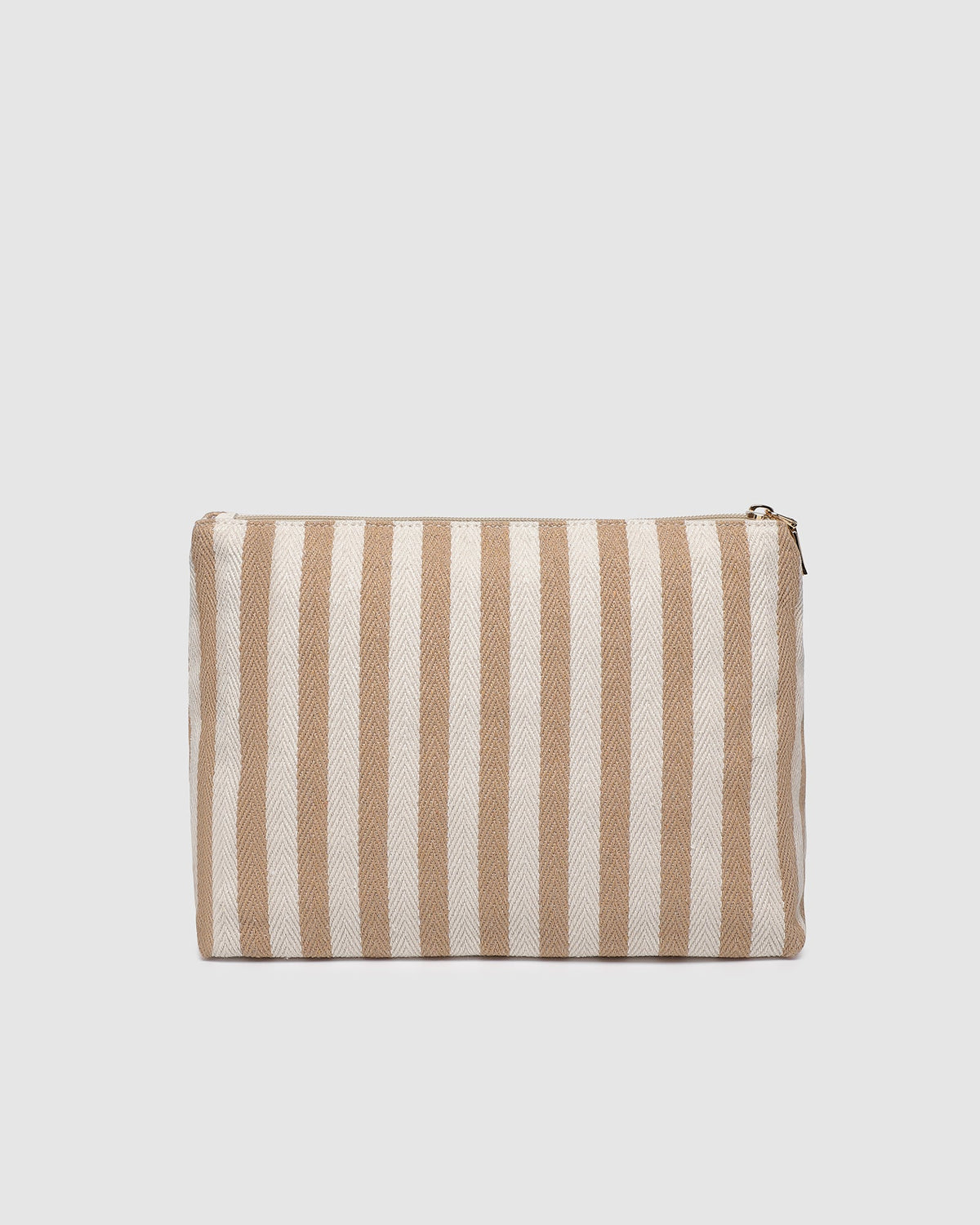 Nala Makeup Bag – Beige Stripe Canvas Cosmetic Bag