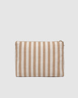 Nala Makeup Bag – Beige Stripe Canvas Cosmetic Bag