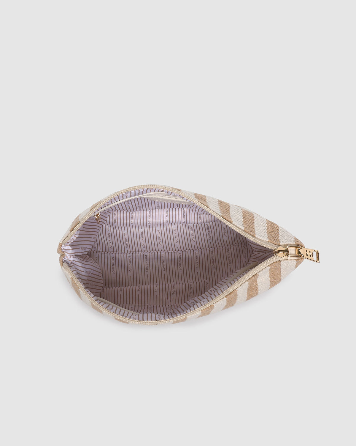 Nala Makeup Bag – Beige Stripe Canvas Cosmetic Bag
