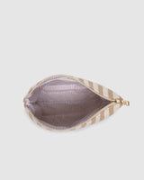 Nala Makeup Bag – Beige Stripe Canvas Cosmetic Bag