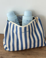 Addi Pouch – Blue Stripe Canvas Zip Pouch