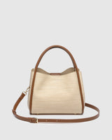 Steffie Mini Tote Bag Natural/Tan | Raffia Crossbody Handbag