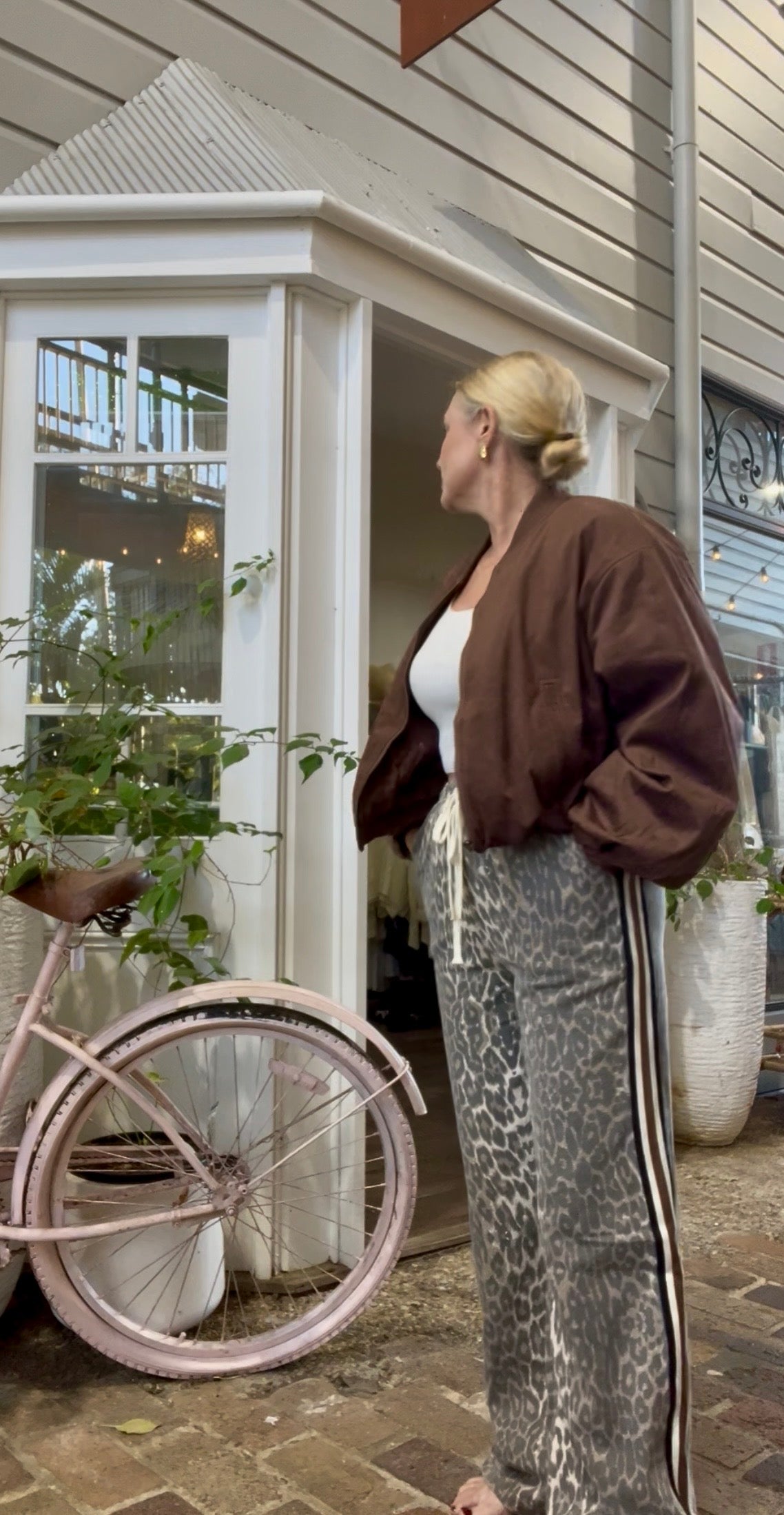 By Frankie Leopard Pant Chocolate/Beige Stripe