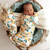 Sunny Citrus Organic Jersey Wrap & Beanie Set