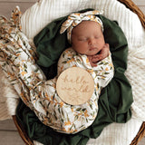 Snuggle Hunny Golden Wattle Organic Jersey Wrap & Topknot Set