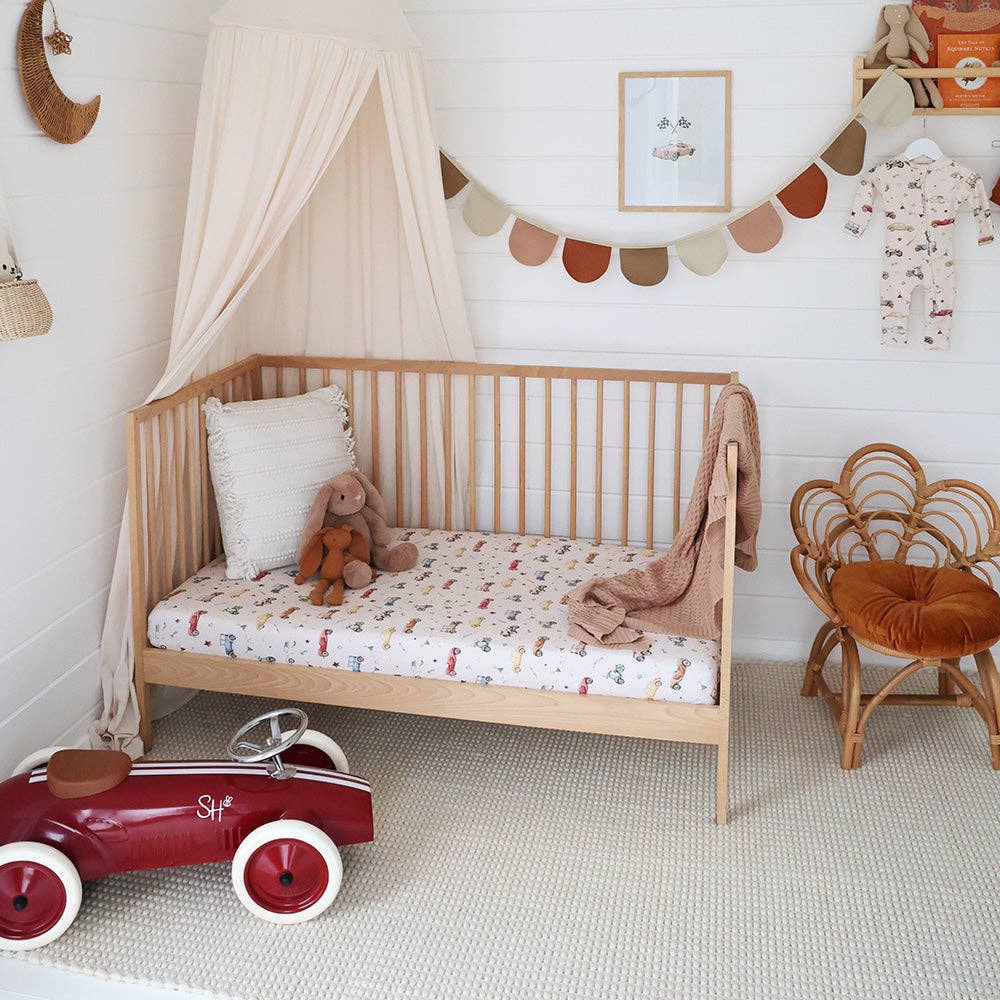 Snuggle Hunny Vintage Cars Organic Fitted Cot Sheet – Baby Bedding