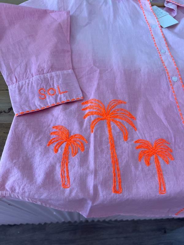 Pink Ombré Embroidered Shirt