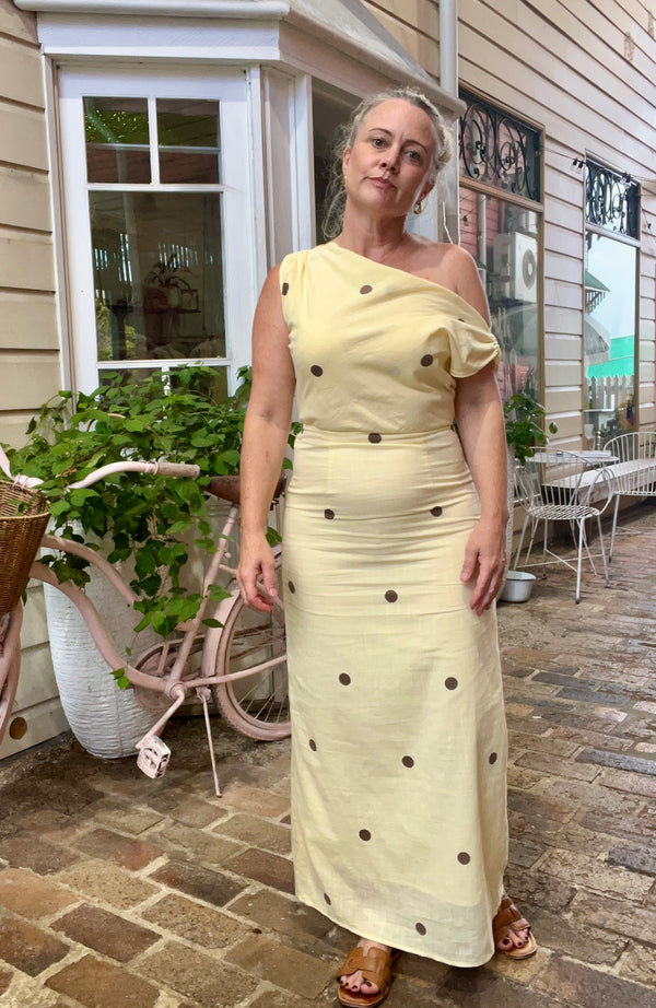 Yellow Chocolate One Shoulder