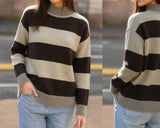 chocolate and latte stripe knitwear pullover
