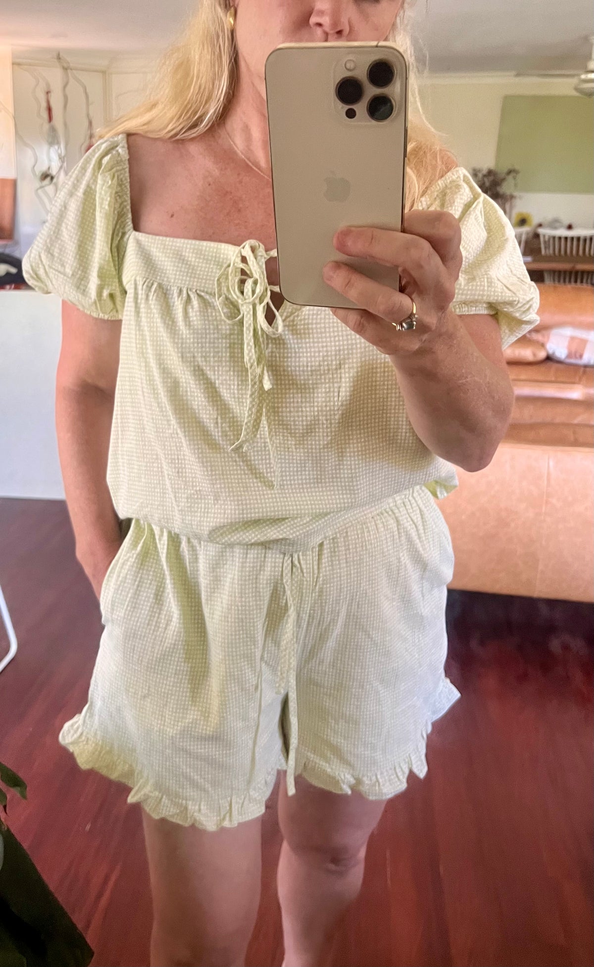 Lime Gingham Shorts