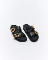 Meadow Leather Slide Black