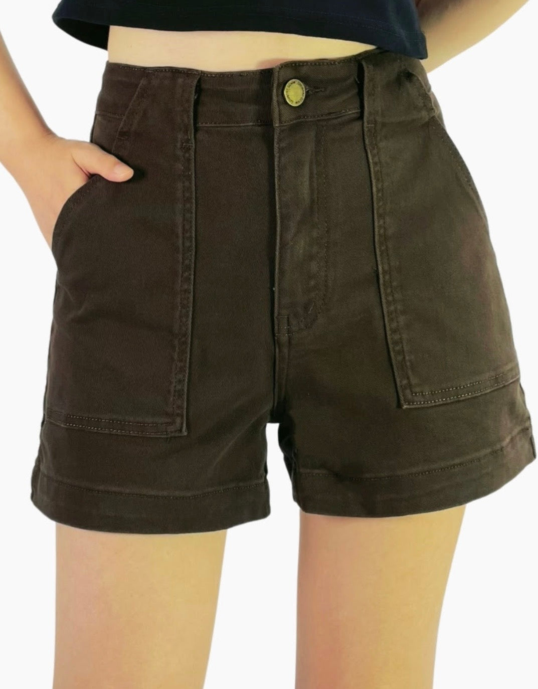 Chocolate Flat Pocket Shorts by Country Denim