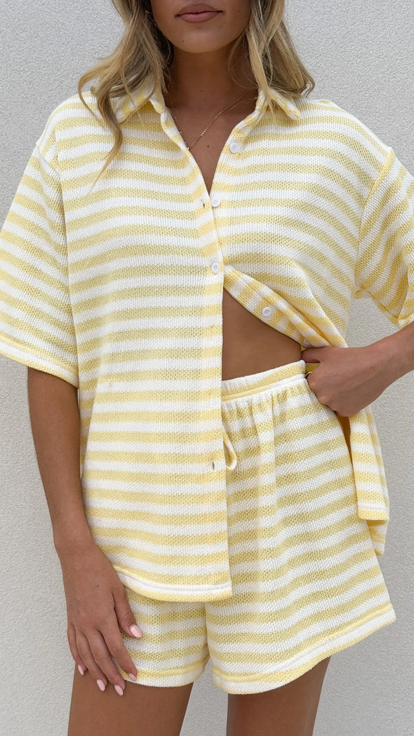 Yellow Stripe Short Set By Frankie