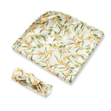 Snuggle Hunny Golden Wattle Organic Jersey Wrap & Topknot Set