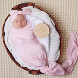 Baby Pink Organic Jersey Wrap & Topknot Set