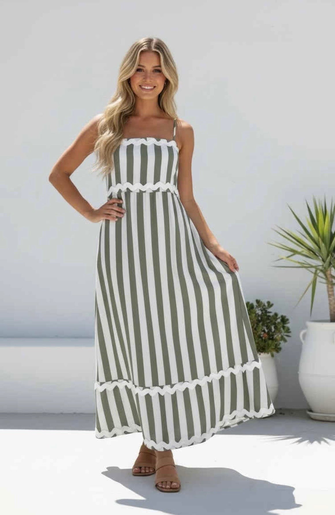 Sage Stripe Dress