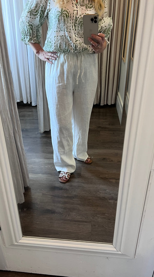 Sarita White Linen Pants