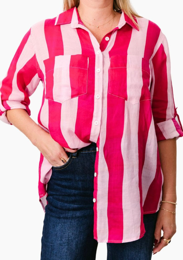 Pink Candy Linen Shirt