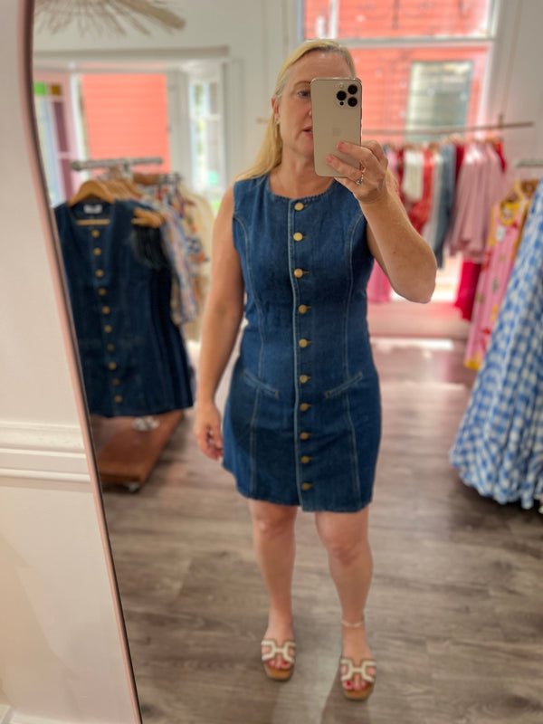 Roo Button Through Denim Dress