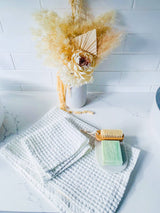 White Hand Towel 100% Organic Cotton Rustic Waffle