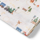 Trains Organic Muslin Wrap
