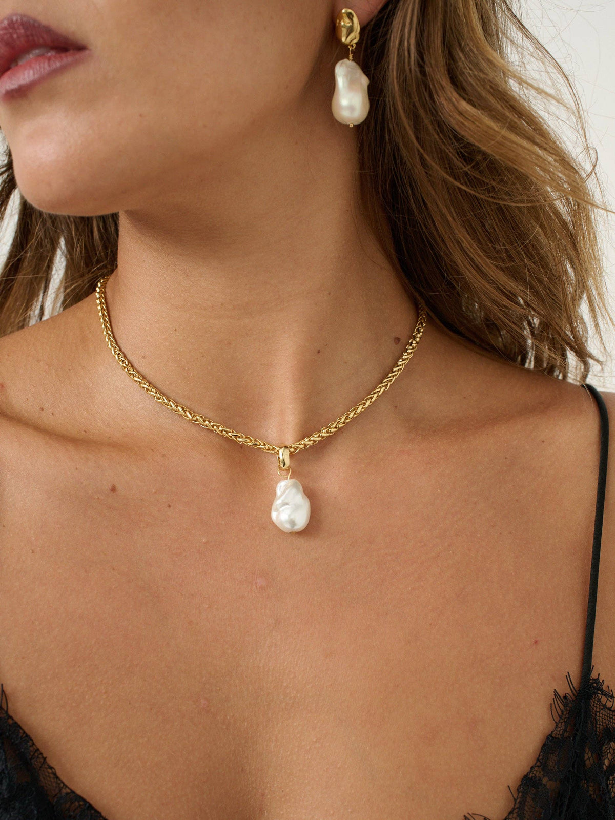 Organic Pearl 18K Gold Plated Pendant Necklace