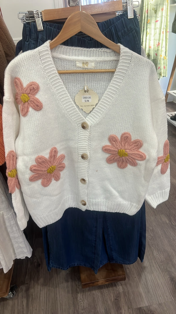 Daisy White Cardigan
