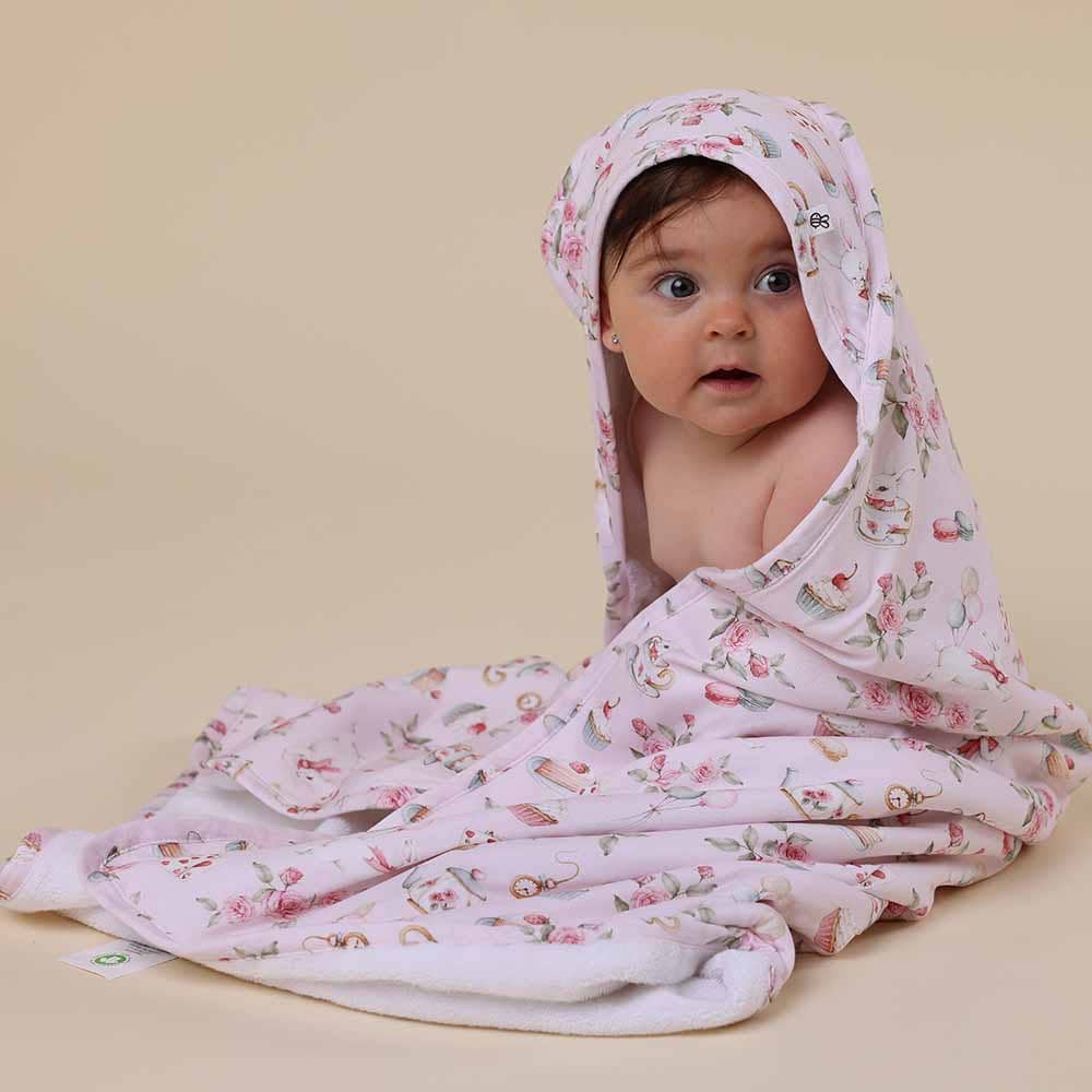 Alice’s Tea Party Organic Hooded Baby Towel