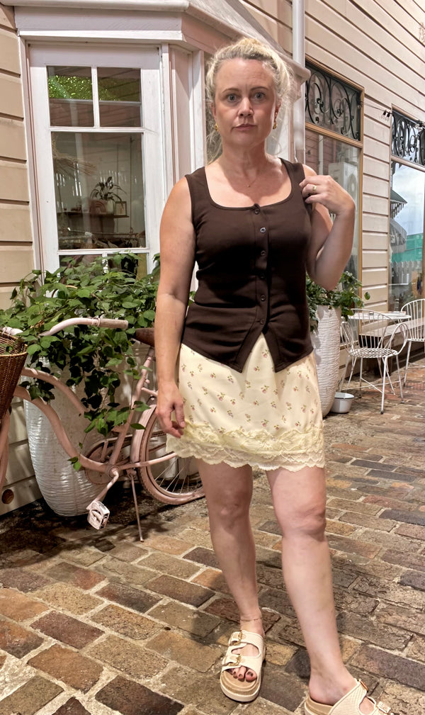 Yellow Floral Lace Skirt