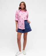 Stripe Pink Shirt with cherry embroidered