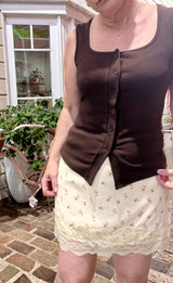 Yellow Floral Lace Skirt