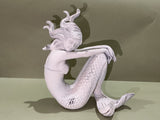 Trident Resin White Washed Mermaid Sitting Sideways