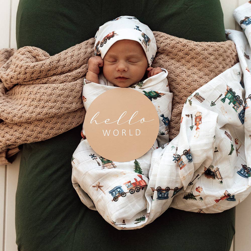Trains Organic Muslin Wrap