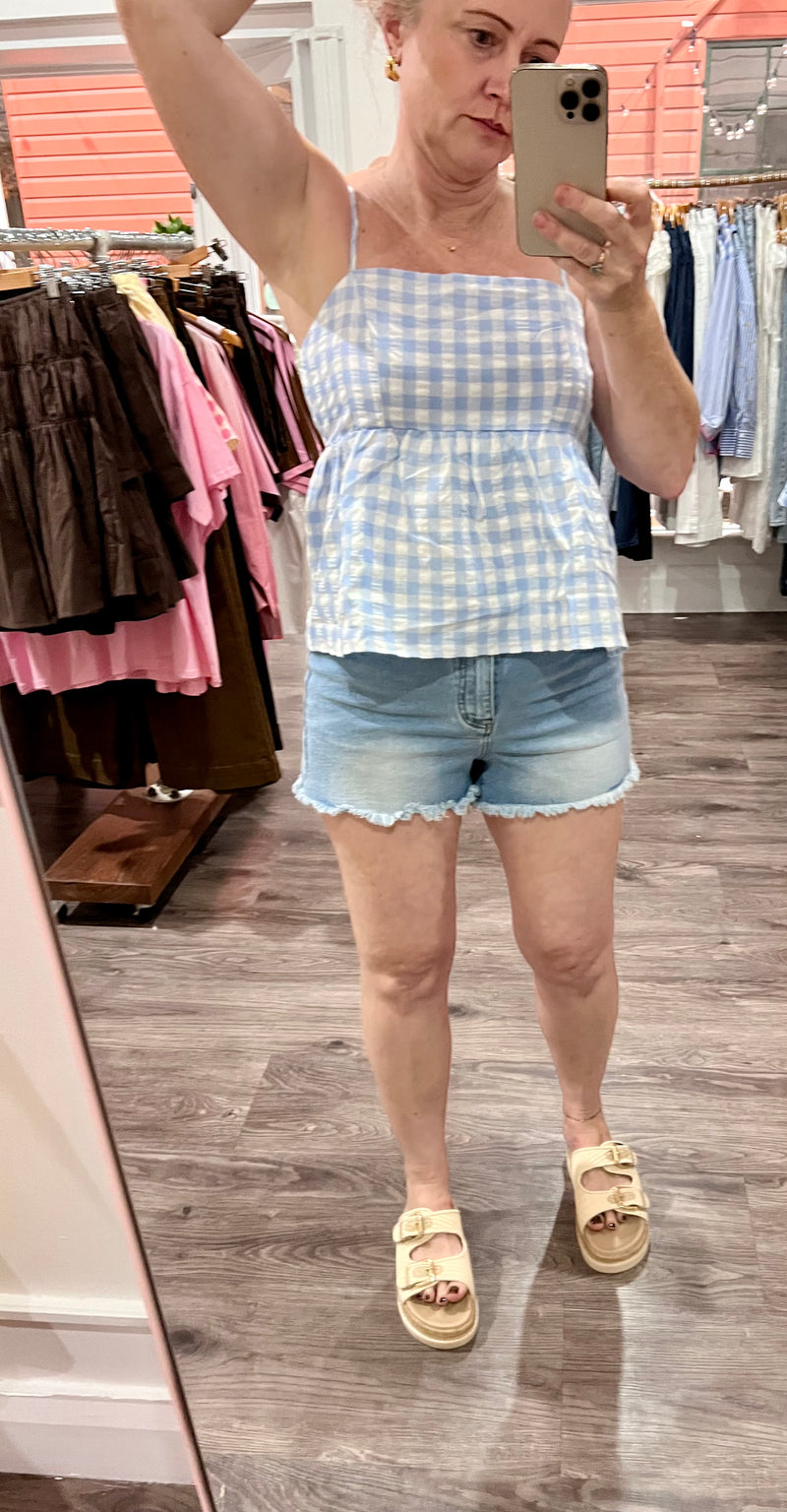 Blue Gingham Top