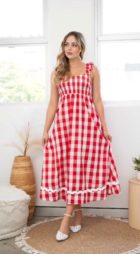 Red Gingham Jenna Dress