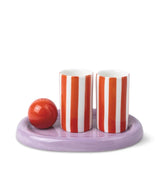 Ceramic Tequila Shot Glass Set with Tray and Shaker - Poppy/Lilac