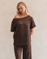 Chocolate Lace Asymmetrical Top