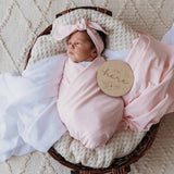 Baby Pink Organic Jersey Wrap & Topknot Set
