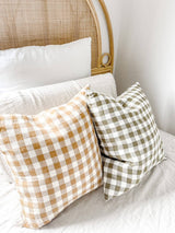 Linen Cushion Cover - Toffee Gingham