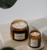 Double wick amber glass candle Drift Trading Co