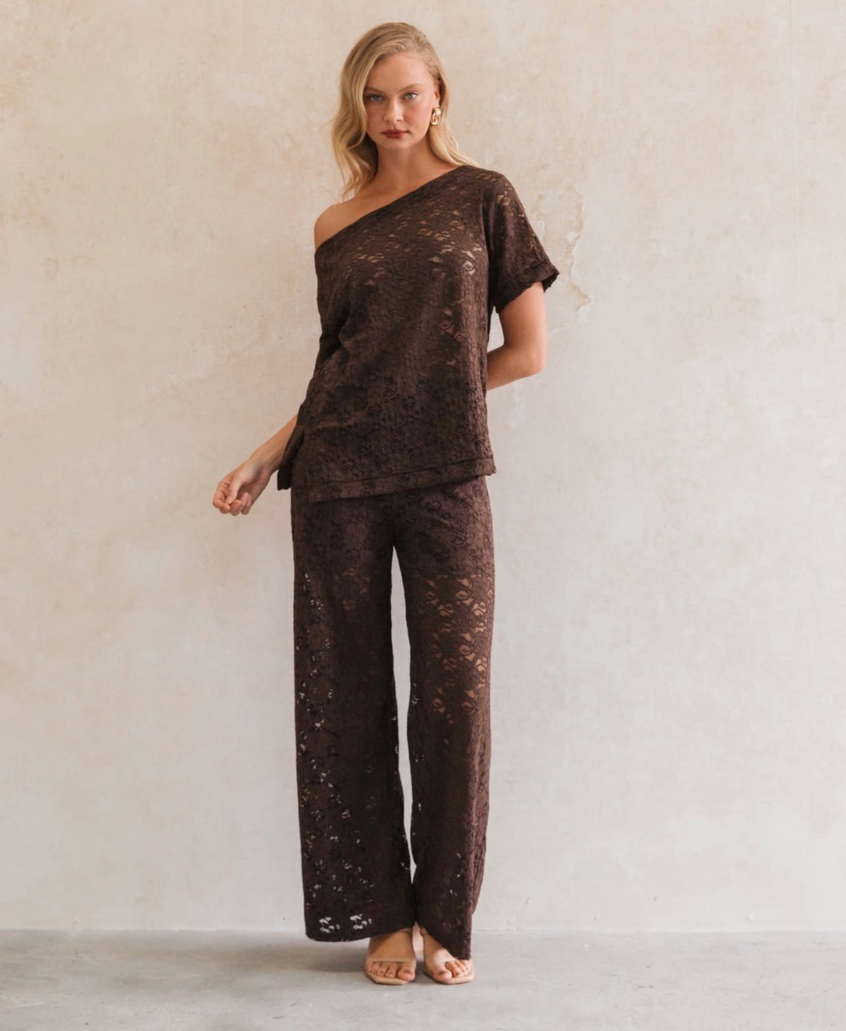 Chocolate Lace Asymmetrical Top