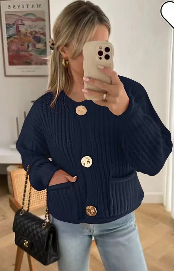 Lane Navy Crop Cardi