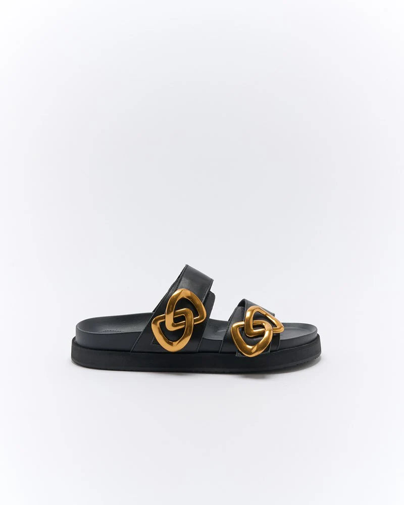 Meadow Leather Slide Black