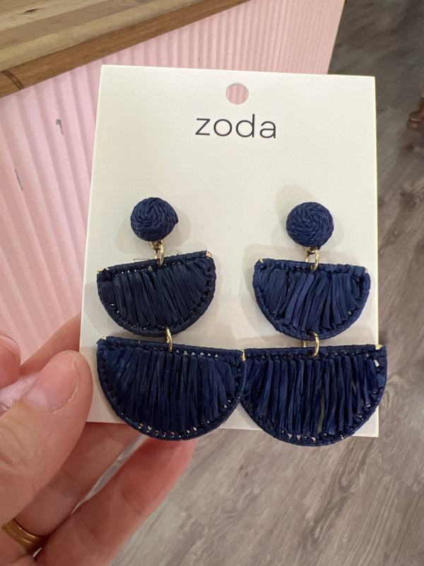 Navy Raffia Earrings